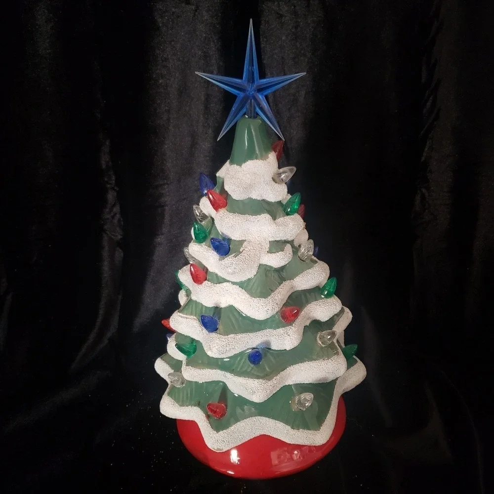 Light Up Ceramic Christmas Tree‎ Tabletop Decor Multi Color Lights 13